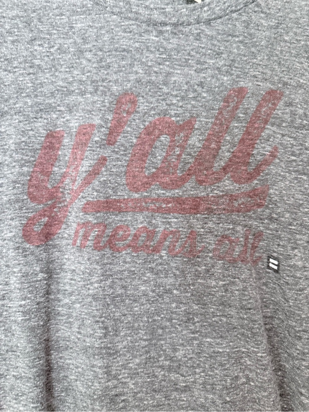 Gray Graphic Crewneck T-Shirt with Faded Red Script